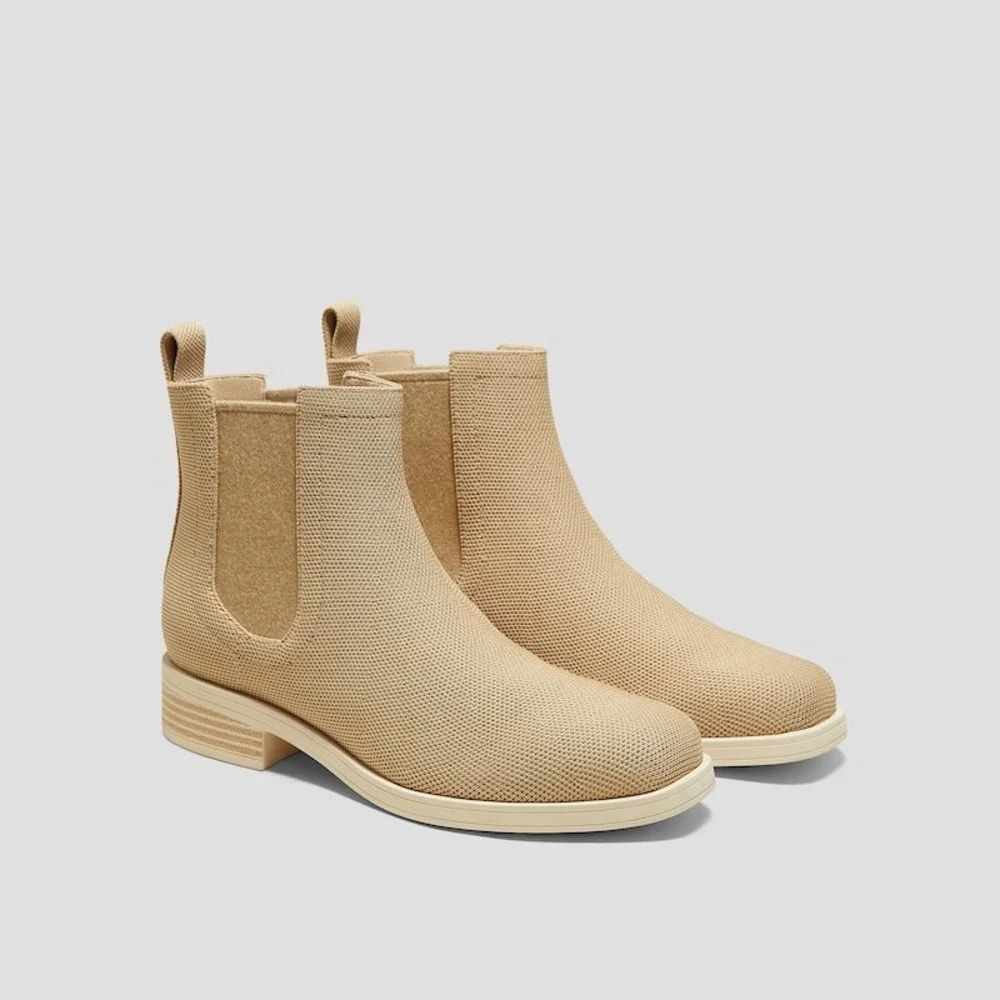 VIVAIA Beige Knit Chelsea Boots Water Resistant Slip‎ On Women's Size 8 EU 39 - Picture 2 of 14